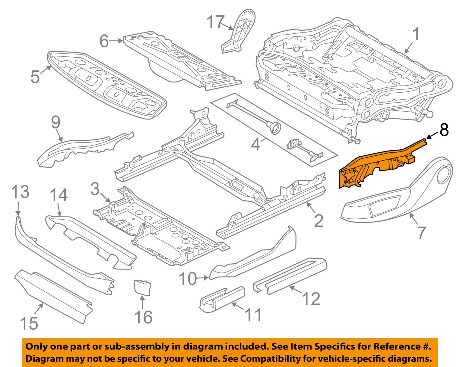 BMW OEM 14 16 X5 Seat Track Rail Cover Left 52107317459