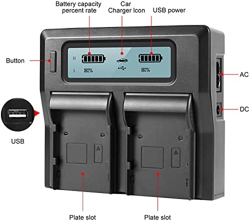 BM Premium 2 NP FZ100 Batteries and Dual Bay LCD Battery Charger for Sony Alpha 1  ZV E1  ZV E10 II  FX3 FX30  a7C  a7S III  a6600  a6700  A7R III a7R IV  a7R V  a7 III  a7 IV  a9  a9 II  a9R Cameras