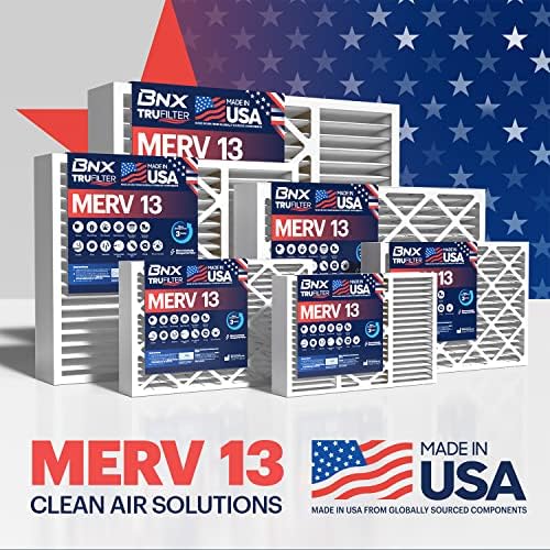 BNX TruFilter 20x25x4  19 5   x 24 5   x 3 63   Slim Fit  MERV 13 Air Filter  2 Pack    MADE IN USA   Air Conditioner HVAC AC Furnace Filters Health  Allergies  Mold  Bacteria  Smoke  MPR 1900 FPR 10