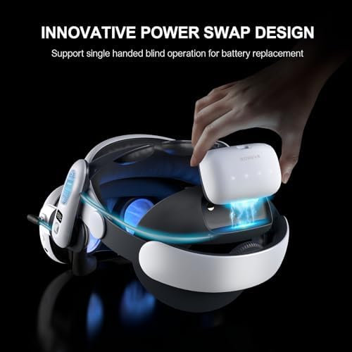 BOBOVR S3 Pro Battery Strap Accessories Head Air Cooling System and 10000mah Hot swappable Battery Pack Compatible with Meta Quest 3/Quest 3S