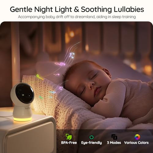 BOIFUN 5 5 AI 4MP Baby Monitor Pro Max  App  Wi Fi  and Monitor  No Wi Fi  Control  Upgrade AI Detection  Tummy Sleeping & Face Area   Colorful Night Light  360  Camera  Motion & Sound Detection