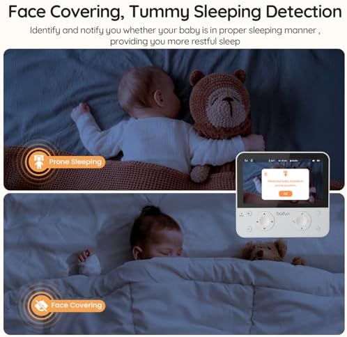 BOIFUN 5 5 AI 4MP Baby Monitor Pro Max  App  Wi Fi  and Monitor  No Wi Fi  Control  Upgrade AI Detection  Tummy Sleeping & Face Area   Colorful Night Light  360  Camera  Motion & Sound Detection