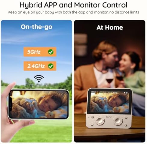 BOIFUN 5 5 AI 4MP Baby Monitor Pro Max  App  Wi Fi  and Monitor  No Wi Fi  Control  Upgrade AI Detection  Tummy Sleeping & Face Area   Colorful Night Light  360  Camera  Motion & Sound Detection