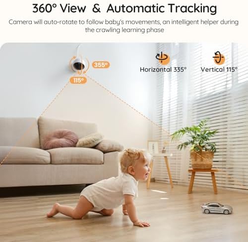 BOIFUN AI Baby Monitor with Camera and Audio  Safety Alerts  Tummy Sleeping & Face Area   WiFi Smartphone APP Control  Colorful Night Light  2K HD Night Vision  Motion & Cry Detection  Two Way Talk