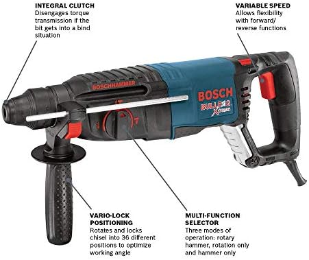 BOSCH 11255VSR Bulldog Xtreme 8 Amp 1 Inch Corded Variable Speed SDS Plus Concrete/Masonry Rotary Hammer
