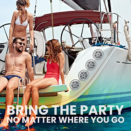 BOSS Audio Systems ASK904B 64 Marine Boat 6 5 inch Speakers and 4 Channel Amplifier   500 High Output  Bluetooth Remote  USB and Auxiliary  Waterproof Pouch