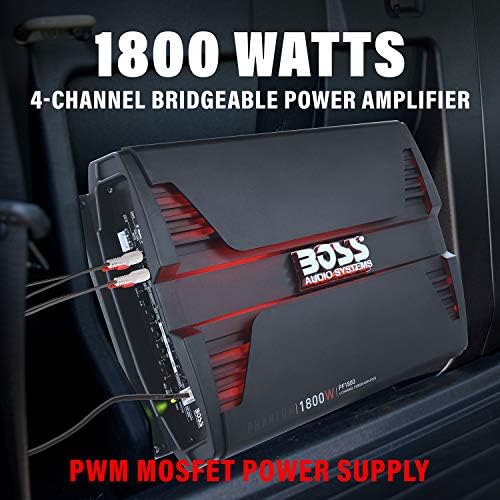 BOSS Audio Systems PF1800 4 Channel Car Amplifier   1800 Watts  Full Range  Class A B  2 4 Ohm Stable  Mosfet Power Supply  Bridgeable