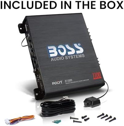 BOSS Audio Systems R1100M Monoblock Car Amplifier   1100 High Output  2 8 Ohm Stable  Low/High Level Inputs  Low Pass Crossover  MOSFET Power Supply