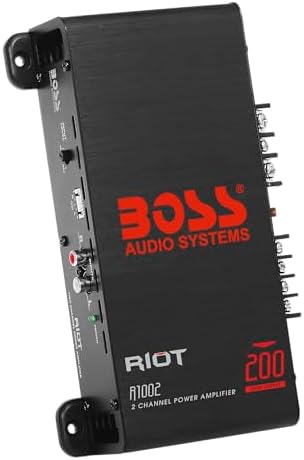 BOSS Audio Systems R1002 2 Channel Car Amplifier   200 High Output  2 8 Ohm Stable  Low/High Level Inputs  Full Range  Bridgeable  Bass for Subwoofer