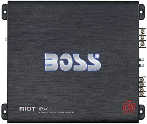 BOSS Audio Systems R1002 2 Channel Car Amplifier   200 High Output  2 8 Ohm Stable  Low/High Level Inputs  Full Range  Bridgeable  Bass for Subwoofer