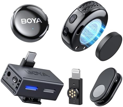 BOYA BOYALINK 3 Wireless Lavalier Mini Microphones for iPhone 15 16/Android/PC/Camera AI Noise Cancellation 48kHz/24Bit Studio Sound APP Control 984ft 30h Battery with Charging Case for Vlog Interview