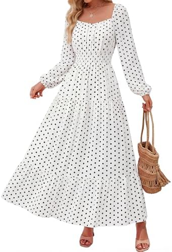 BTFBM Long Sleeve Dress for Women 2026 Spring Fall Boho Floral Square Neck Casual Flowy Long Wedding Guest Maxi Dresses