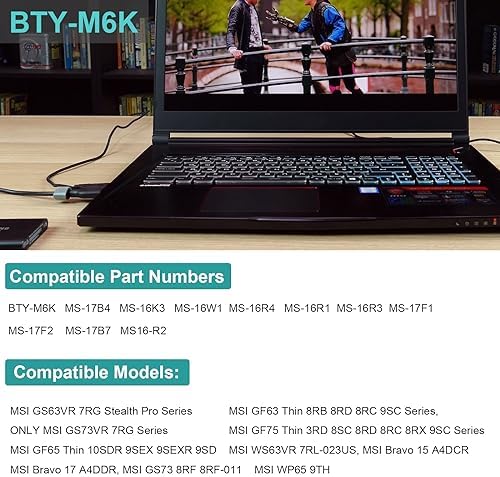 BTY M6K Laptop Battery for MSI Stealth Pro GF63 GF65 GF75 GS63VR GS73VR 7RG 7RG 005 Thin 8RB 8RC 8RD 8RD 031TH 8RC 8RF 8SC 8RX Thin WS63 8SK WP65 WF65 WF75 MS 16K3 MS 17B4 MS 16W1 MS 16R1