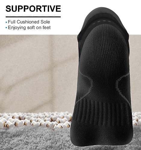 BULLIANT Men Running Socks 6Pairs Ankle Athletic Socks Wicking Cushioned for Men Walking Arch Compression Support