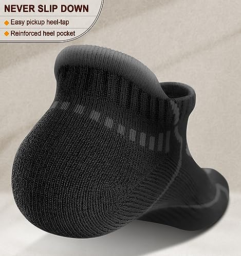 BULLIANT Men Running Socks 6Pairs Ankle Athletic Socks Wicking Cushioned for Men Walking Arch Compression Support