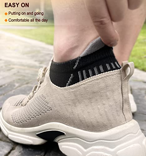 BULLIANT Men Running Socks 6Pairs Ankle Athletic Socks Wicking Cushioned for Men Walking Arch Compression Support