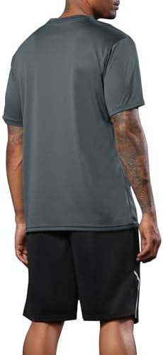 BUYJYA 3 Pack Mens Gym Shorts Shirt Set Workout Athletic Basketball Running Football Elastic Waist with Pocket Gifts