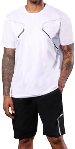 BUYJYA 3 Pack Mens Gym Shorts Shirt Set Workout Athletic Basketball Running Football Elastic Waist with Pocket Gifts