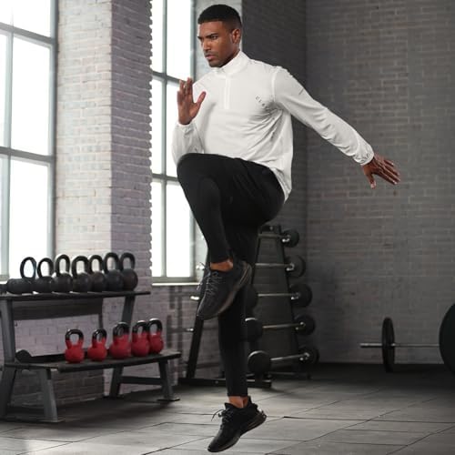 BUYJYA 5Pcs Mens T Shirts Workout Long Sleeve Athletic Zip Pocket Shorts Jackets Compression Pants Gym Clothes