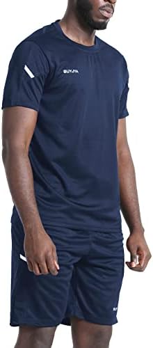 BUYJYA Mens Workout Clothes Athletic Shorts Shirt Set 3 Pack Basketball Football Training Running Gym Christmas gifts