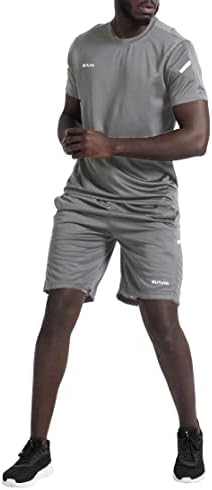 BUYJYA Mens Workout Clothes Athletic Shorts Shirt Set 3 Pack Basketball Football Training Running Gym Christmas gifts