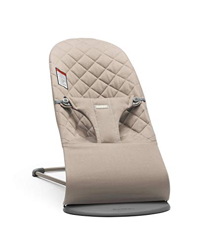 BabyBj rn Bouncer Bliss  Sand Gray  Woven  Classic Quilt   2 in 1 Adjustable Baby Bouncer Seat and Toddler Chair  Newborn to Toddler  8 29 lbs   4 Positions  Lightweight & Portable