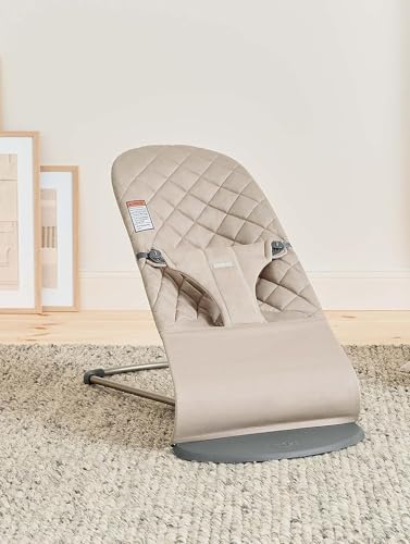 BabyBj rn Bouncer Bliss  Sand Gray  Woven  Classic Quilt   2 in 1 Adjustable Baby Bouncer Seat and Toddler Chair  Newborn to Toddler  8 29 lbs   4 Positions  Lightweight & Portable