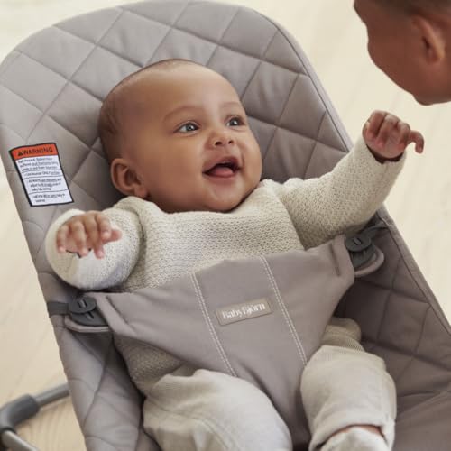 BabyBj rn Bouncer Bliss  Sand Gray  Woven  Classic Quilt   2 in 1 Adjustable Baby Bouncer Seat and Toddler Chair  Newborn to Toddler  8 29 lbs   4 Positions  Lightweight & Portable
