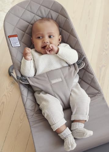 BabyBj rn Bouncer Bliss  Sand Gray  Woven  Classic Quilt   2 in 1 Adjustable Baby Bouncer Seat and Toddler Chair  Newborn to Toddler  8 29 lbs   4 Positions  Lightweight & Portable