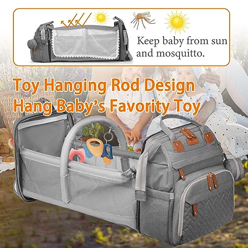 Baby Diaper Bags with Changing Station  Waterproof Diaper Bag Backpack for Moms Dads with USB Charging Port  Baby Shower Gifts  Large Capacity diaper backpack  Grey