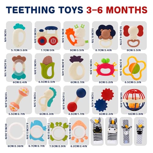 Baby Rattles 0 6 Months Infant Sensory Teething Toys Set for 3 6 Months with Wrist Socks Learning Developmental Toys Perfect Baby Gift for 6 12 Months Newborn Boys Girls  Purple Rattle Set