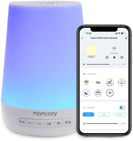 Baby Sound Machine  Momcozy White Noise Machine for Baby Sleeping with Night Light  Toddler Sleep Trainer 34 Soothing Sleep Sounds  Timer  App Remote Control  Personal Sleep Routine Alarm Clock Blue