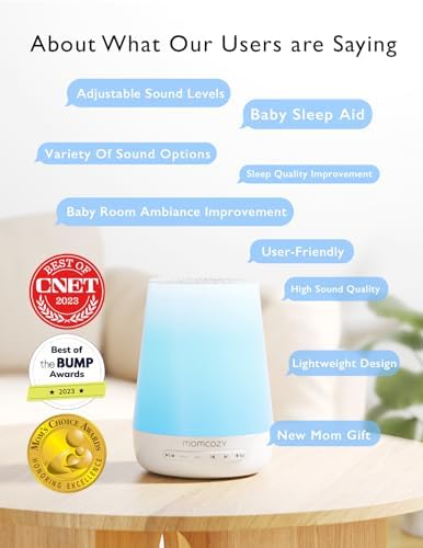 Baby Sound Machine  Momcozy White Noise Machine for Baby Sleeping with Night Light  Toddler Sleep Trainer 34 Soothing Sleep Sounds  Timer  App Remote Control  Personal Sleep Routine Alarm Clock Blue