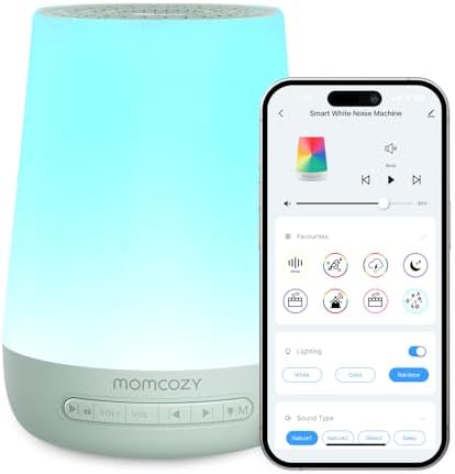 Baby Sound Machine  Momcozy White Noise Machine for Baby Sleeping with Night Light  Toddler Sleep Trainer 34 Soothing Sleep Sounds  Timer  App Remote Control  Personal Sleep Routine Alarm Clock Blue