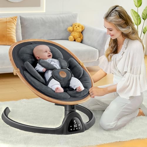 Baby Swings for Infants  Fasonbaby Bluetooth Infant Swing with Music Speaker with 3 Seat Positions  5 Speeds and Remote Control   Portable Baby Swing for Indoor and Outdoor  Black 
