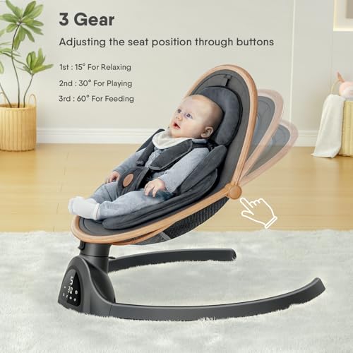 Baby Swings for Infants  Fasonbaby Bluetooth Infant Swing with Music Speaker with 3 Seat Positions  5 Speeds and Remote Control   Portable Baby Swing for Indoor and Outdoor  Black 