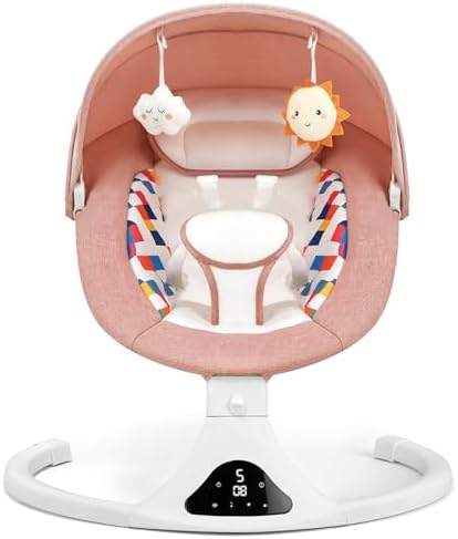 Baby Swings for Infants  Pink Infant Swing with 5 Speeds  12 Melodies  Bluetooth & Remote Control  Portable Baby Swing for Indoor and Outdoor  Pink 