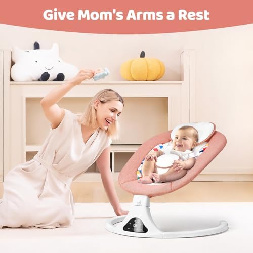 Baby Swings for Infants  Pink Infant Swing with 5 Speeds  12 Melodies  Bluetooth & Remote Control  Portable Baby Swing for Indoor and Outdoor  Pink 