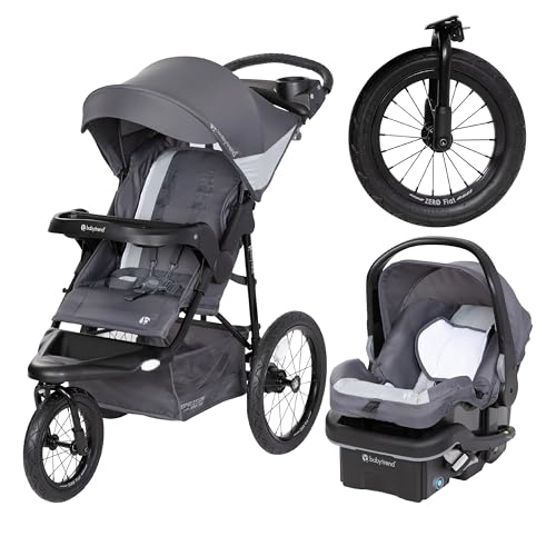 Baby Trend Expedition  Zero Flat Jogger Travel System with LED Lights  Dash Grey