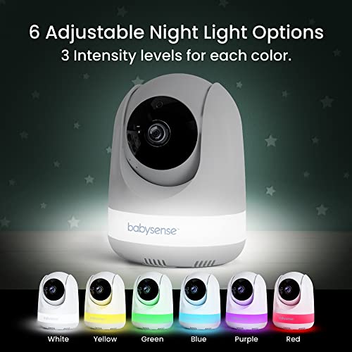 Babysense 5 5  1080p Full HD Split Screen Baby Monitor  Video Baby Monitor with Camera and Audio  PTZ Camera  RGB Night Light  1000ft Range  Two Way Audio  4X Zoom  5000mAh Battery