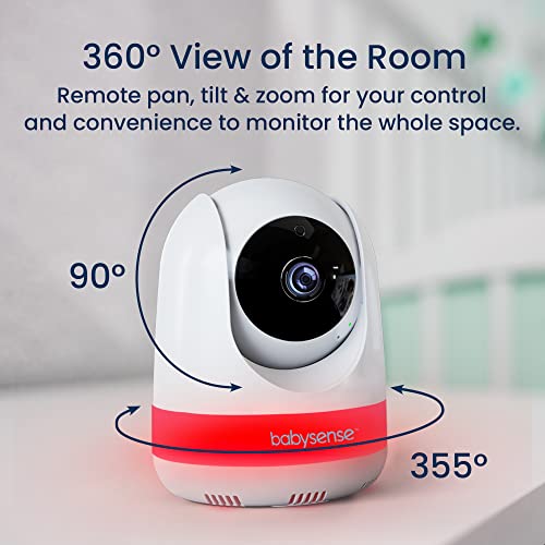 Babysense 5 5  1080p Full HD Split Screen Baby Monitor  Video Baby Monitor with Camera and Audio  PTZ Camera  RGB Night Light  1000ft Range  Two Way Audio  4X Zoom  5000mAh Battery