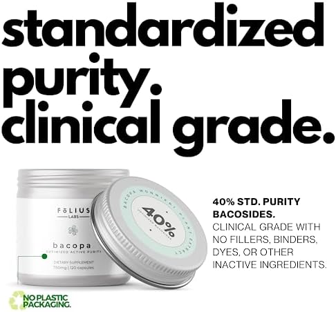 Bacopa Monnieri Capsules 750mg   Herbal Supplement with 40  Bacosides Bacopa Monnieri   Helps to Support Memory and Cognitive Ability   120 Capsules