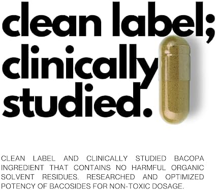 Bacopa Monnieri Capsules 750mg   Herbal Supplement with 40  Bacosides Bacopa Monnieri   Helps to Support Memory and Cognitive Ability   120 Capsules