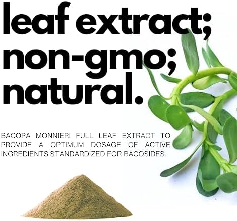 Bacopa Monnieri Capsules 750mg   Herbal Supplement with 40  Bacosides Bacopa Monnieri   Helps to Support Memory and Cognitive Ability   120 Capsules