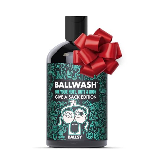 Ballsy Give A Sack Charcoal Body Wash for Men   16 Oz with Pump  Mint & Mandarin   Moisturizing Mens Bodywash with Coconut Oil