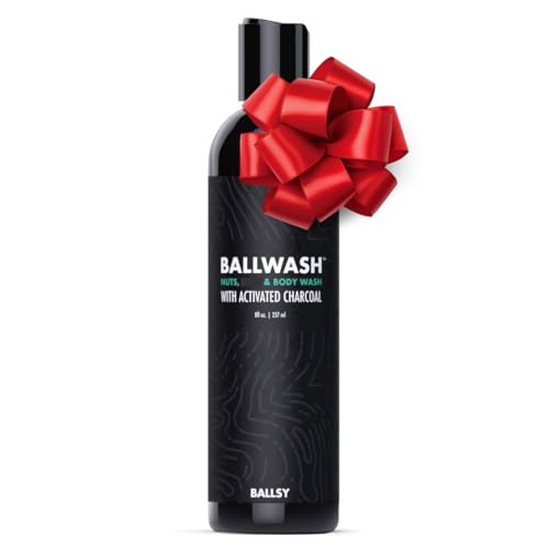 Ballsy Give A Sack Charcoal Body Wash for Men   16 Oz with Pump  Mint & Mandarin   Moisturizing Mens Bodywash with Coconut Oil