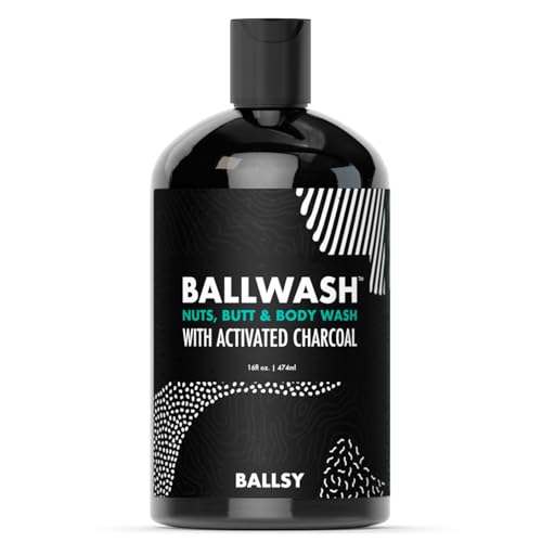 Ballsy Give A Sack Charcoal Body Wash for Men   16 Oz with Pump  Mint & Mandarin   Moisturizing Mens Bodywash with Coconut Oil