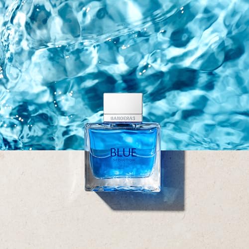 Banderas - Blue Seduction Eau De Toilette para hombre - Notas amaderadas de manzana, agua de mar - 6.8 onzas líquidas
