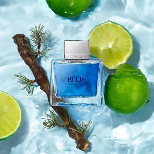Banderas - Blue Seduction Eau De Toilette para hombre - Notas amaderadas de manzana, agua de mar - 6.8 onzas líquidas