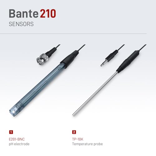 Bante 210 Benchtop pH Meter   Lab pH Meter for Routine Measurements   0 01 pH Accuracy  3 Points Calibration  Equipped with pH Electrode  Temperature Probe and Buffers